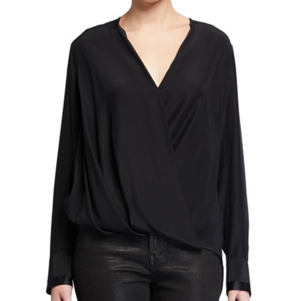 NWT rag & bone black victor silk blouse s m